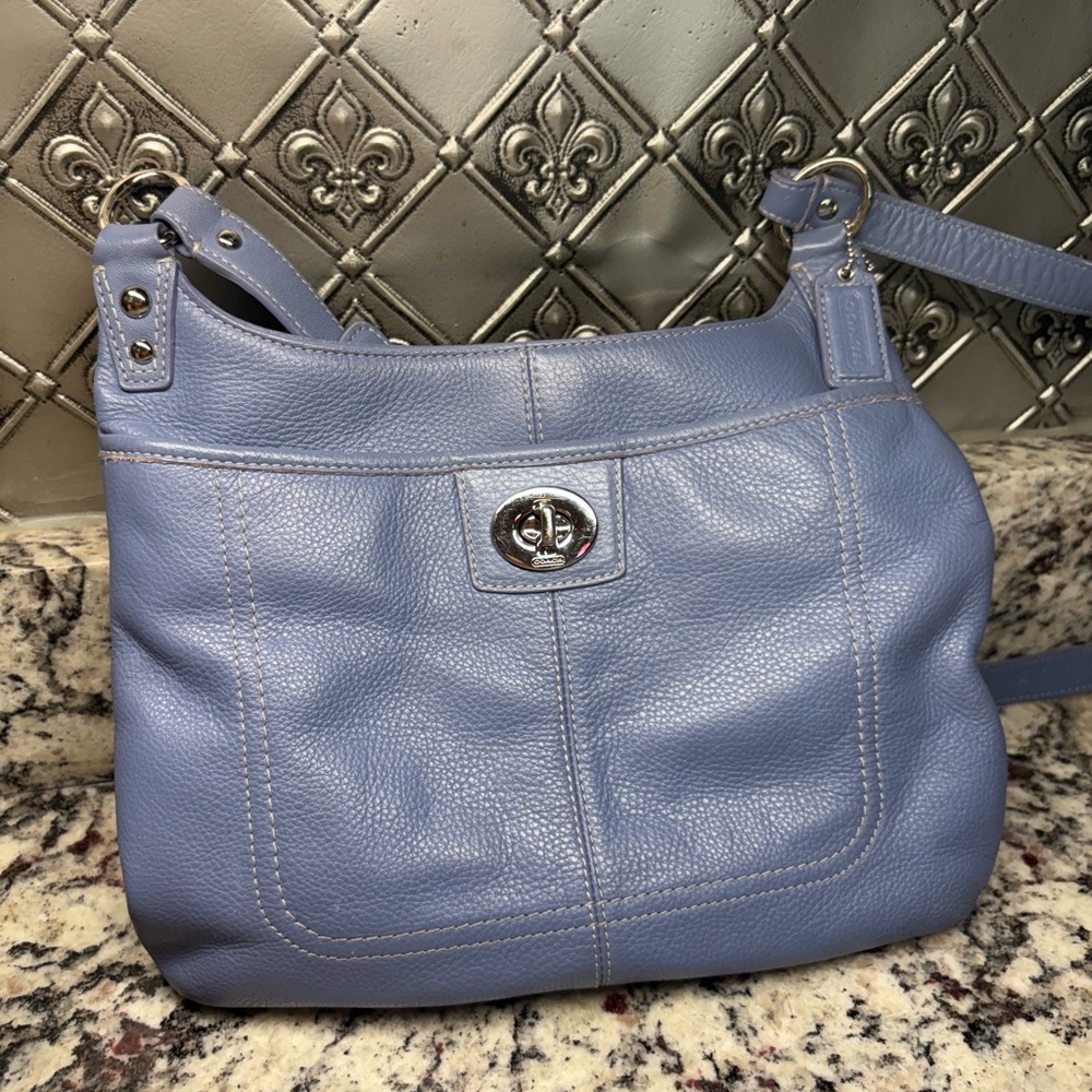 Coach Penelope Crossbody Bag in Cornflower Blue with Silver Accents